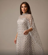 Crystal Embellished Cape Evening Gown