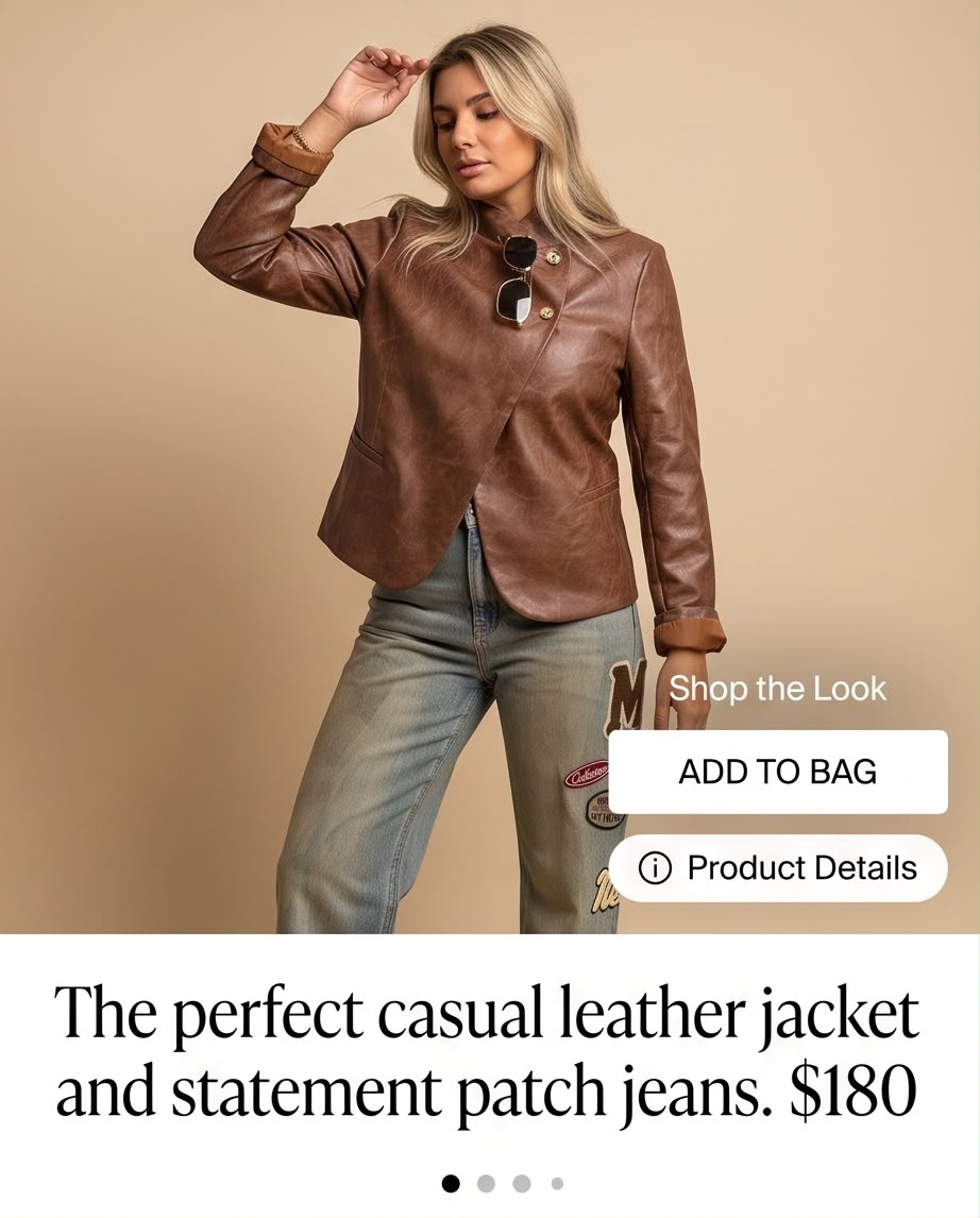 High-Neck Faux Leather Jacket