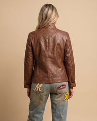 High-Neck Faux Leather Jacket