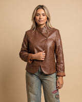High-Neck Faux Leather Jacket