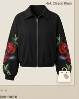 Floral Embroidered Zip Jacket
