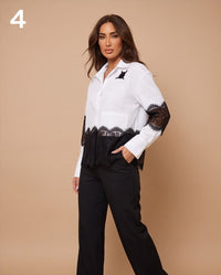 Lace Hem Button-Up Shirt