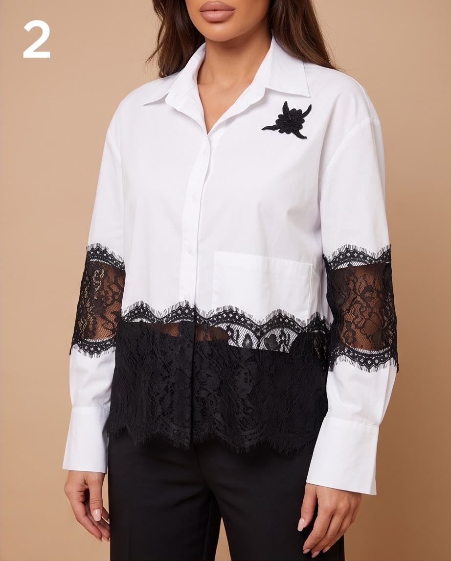 Lace Hem Button-Up Shirt