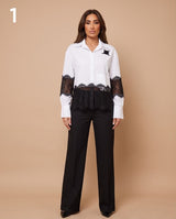 Lace Hem Button-Up Shirt