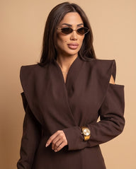 Chocolate Cutout Shoulder Blazer