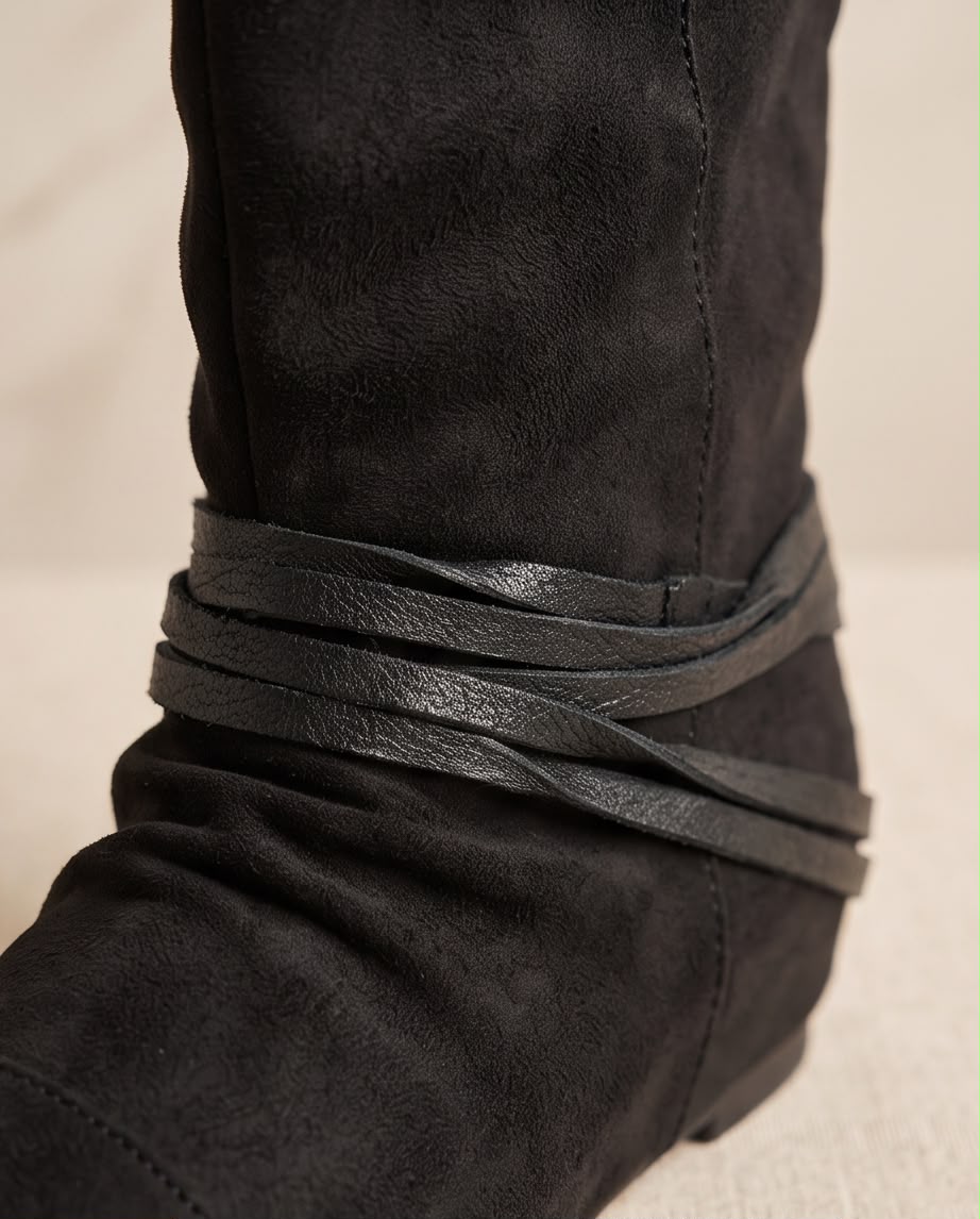 Strapped Suede Ankle Boots
