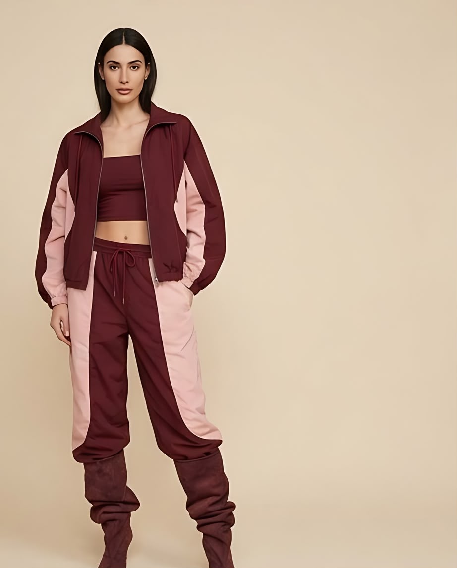 Color-Block Windbreaker Set