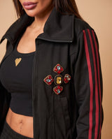 Jeweled Side-Stripe Tracksuit Set