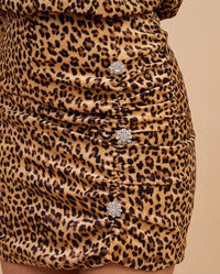 Crystal Embellished Leopard Mini Dress