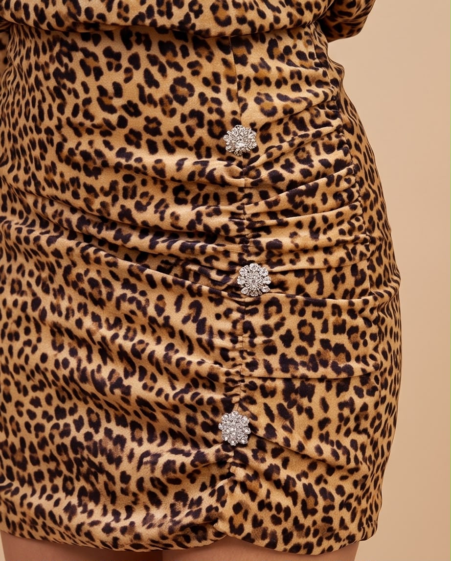 Crystal Embellished Leopard Mini Dress