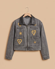 Gold Embroidered Denim Jacket