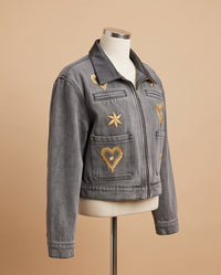 Gold Embroidered Denim Jacket
