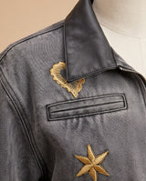 Gold Embroidered Denim Jacket