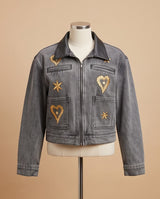 Gold Embroidered Denim Jacket