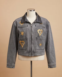 Gold Embroidered Denim Jacket